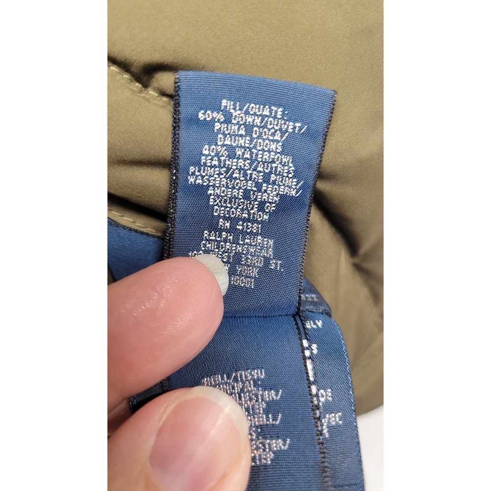 Polo Ralph Lauren Goose Down Puffer Vest Orange Green Reversible Kids 7 *READ* - Picture 11 of 14